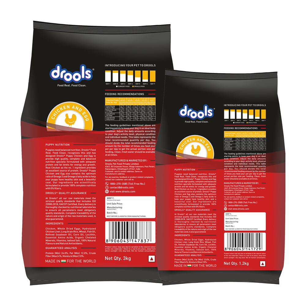 Drools Chicken and Egg Puppy Dog Dry Food Dogs- Dry Food Drools