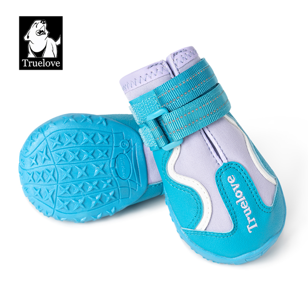 Truelove Reflective Waterproof and TPR Sole Shoes for Dogs (Algiers Blue/Lavender, Set of 4)