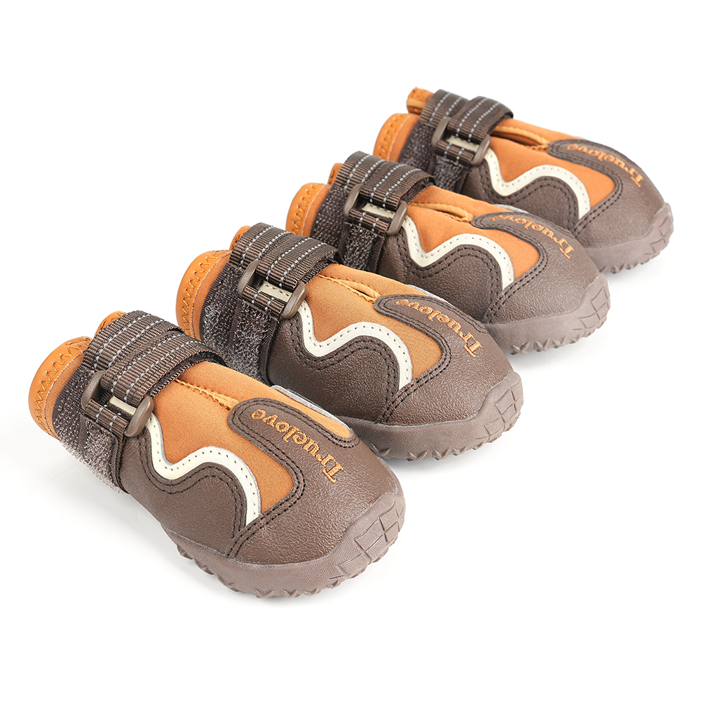 Truelove Reflective Waterproof and TPR Sole Shoes for Dogs (Pinecone/Glazed Ginger, Set of 4) Dogs-Clothing & Accessories True Love XL