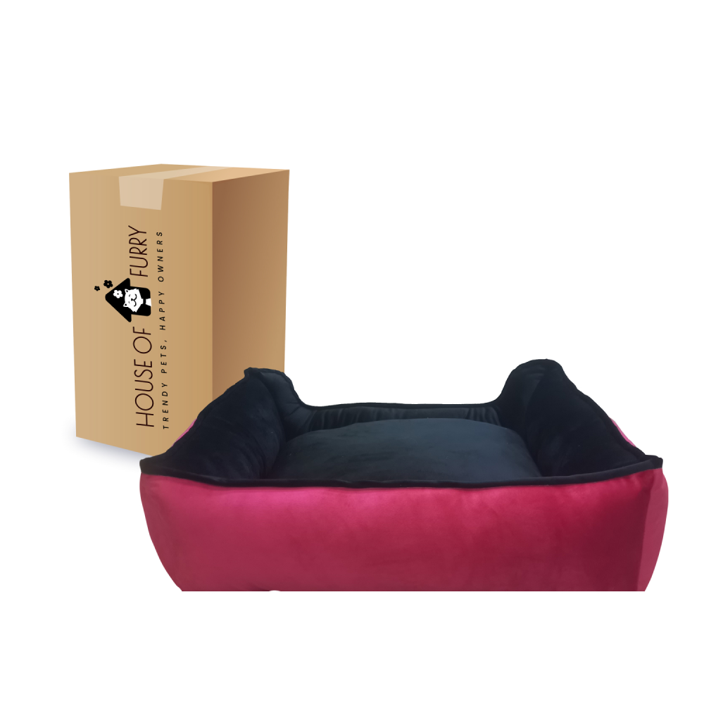 House of Furry Turkish Velvet Bolster Pet Bed Oreo for Dog and Cat (Multicolor)