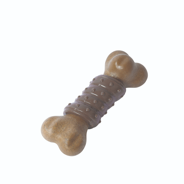 M Pets Chewood Bone with Rubber Chew Toy for Dogs (Brown)