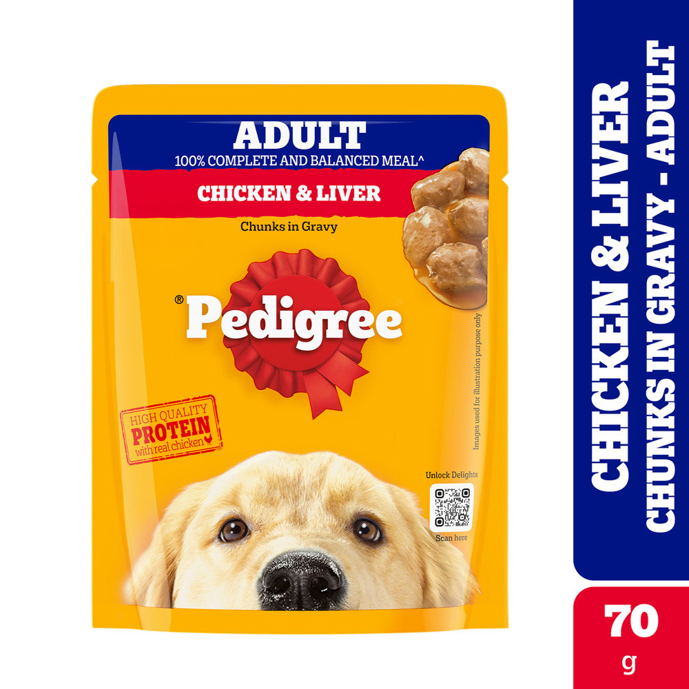 Pedigree Chicken and Liver Chunks in Gravy Adult Dog Wet Food (70g) Dogs-Wet Food Pedigree