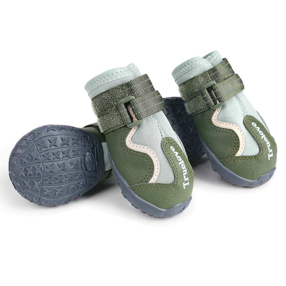 Truelove Reflective Waterproof and TPR Sole Shoes for Dogs (Cypress/Harbor Gray, Set of 4) Dogs-Clothing & Accessories True Love