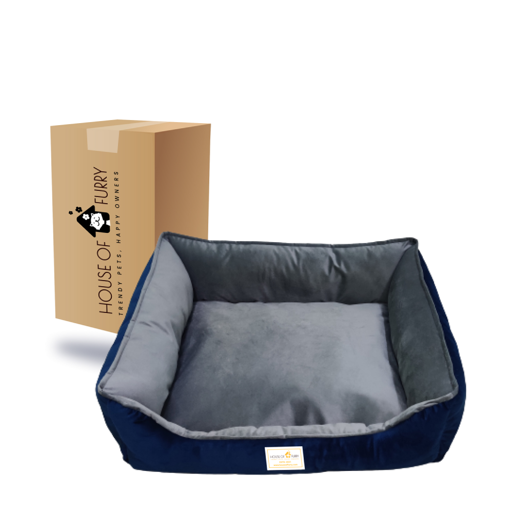 House of Furry Jenny Turkish Velvet Bolster Bed for Dogs and Cats (Multicolor)