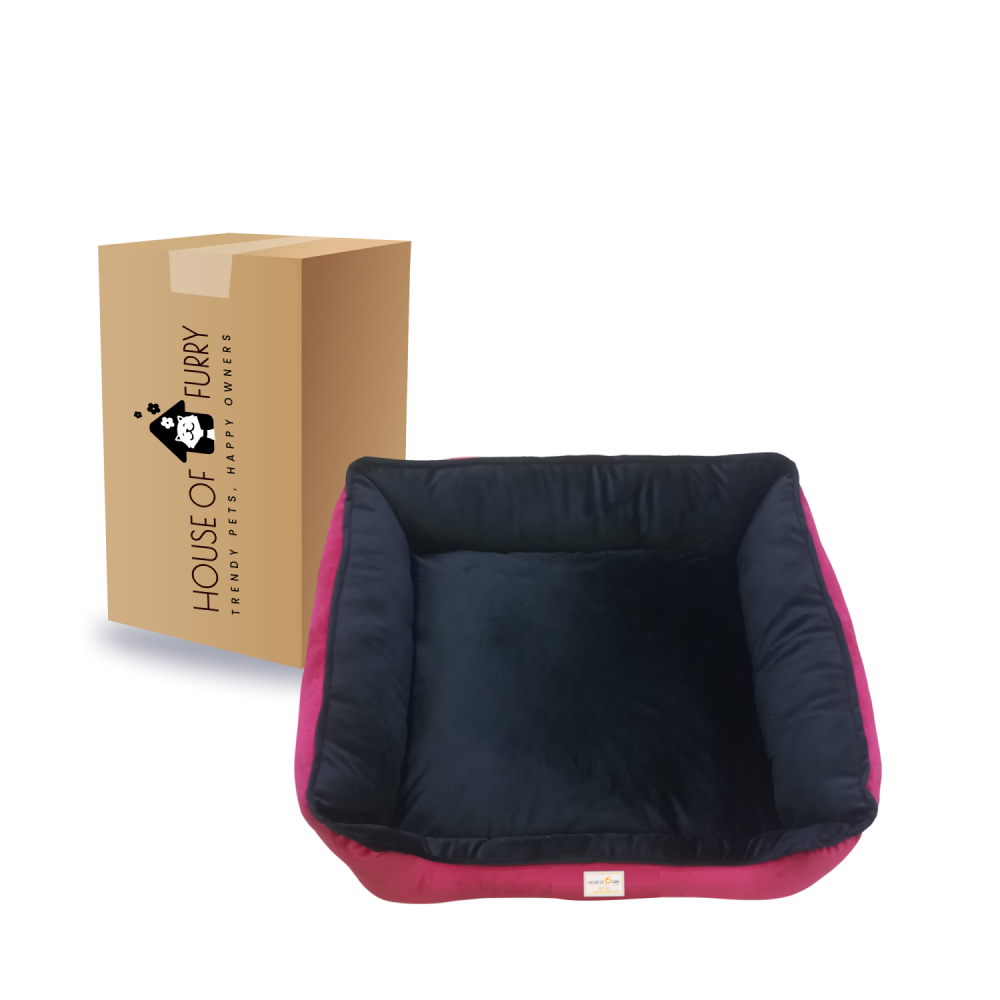 House of Furry Turkish Velvet Bolster Pet Bed Oreo for Dog and Cat (Multicolor)