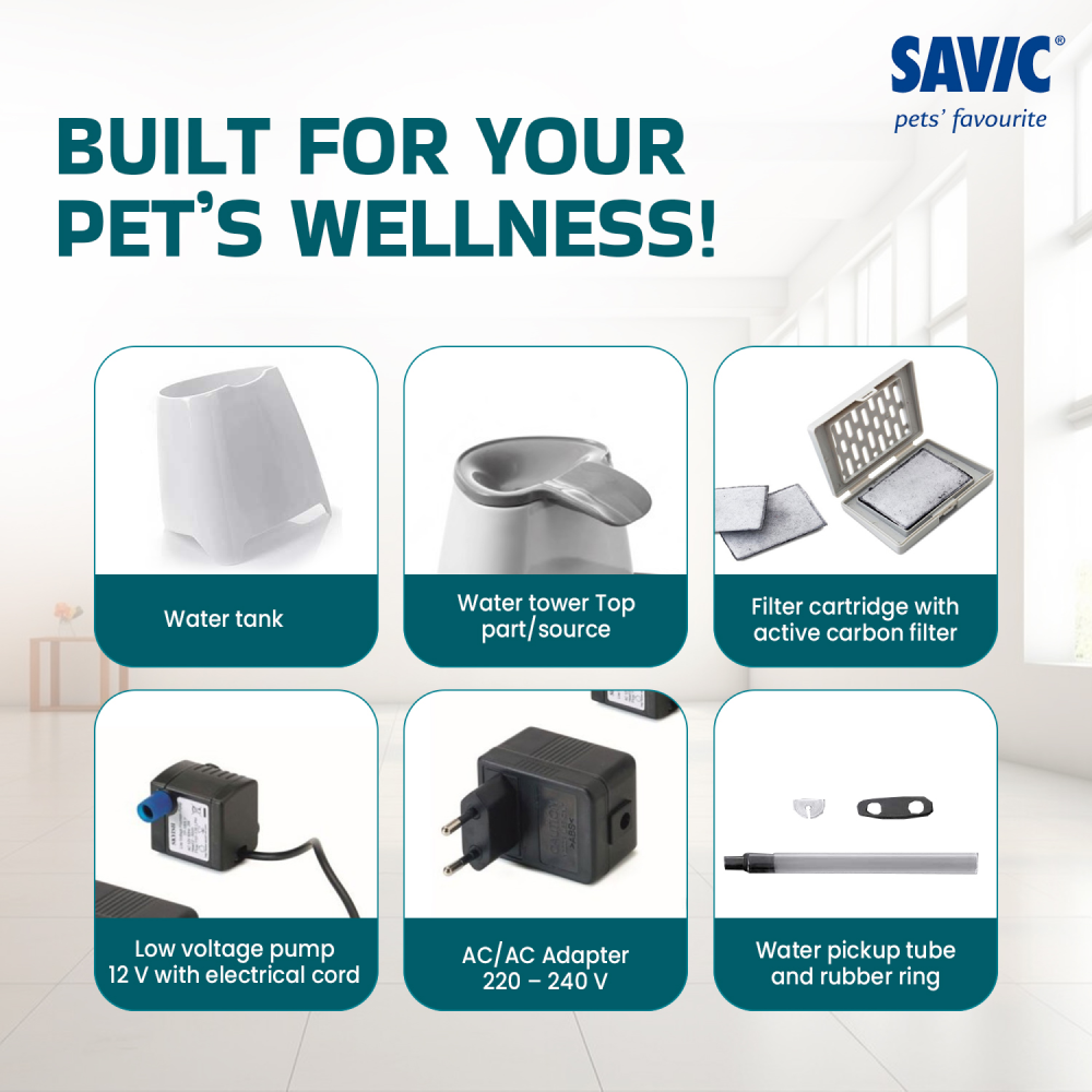 Savic Cascade Anthracite Water Fountain for Cats (Grey) Cats-Bowls & Feeders Savic Dropship
