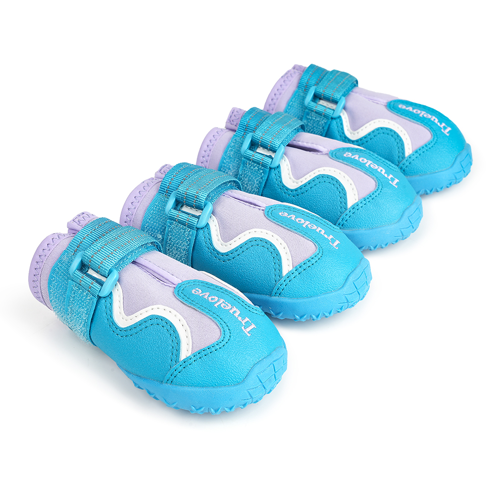 Truelove Reflective Waterproof and TPR Sole Shoes for Dogs (Algiers Blue/Lavender, Set of 4) Dogs-Clothing & Accessories True Love 3XL