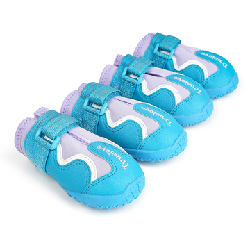 Truelove Reflective Waterproof and TPR Sole Shoes for Dogs (Algiers Blue/Lavender, Set of 4)