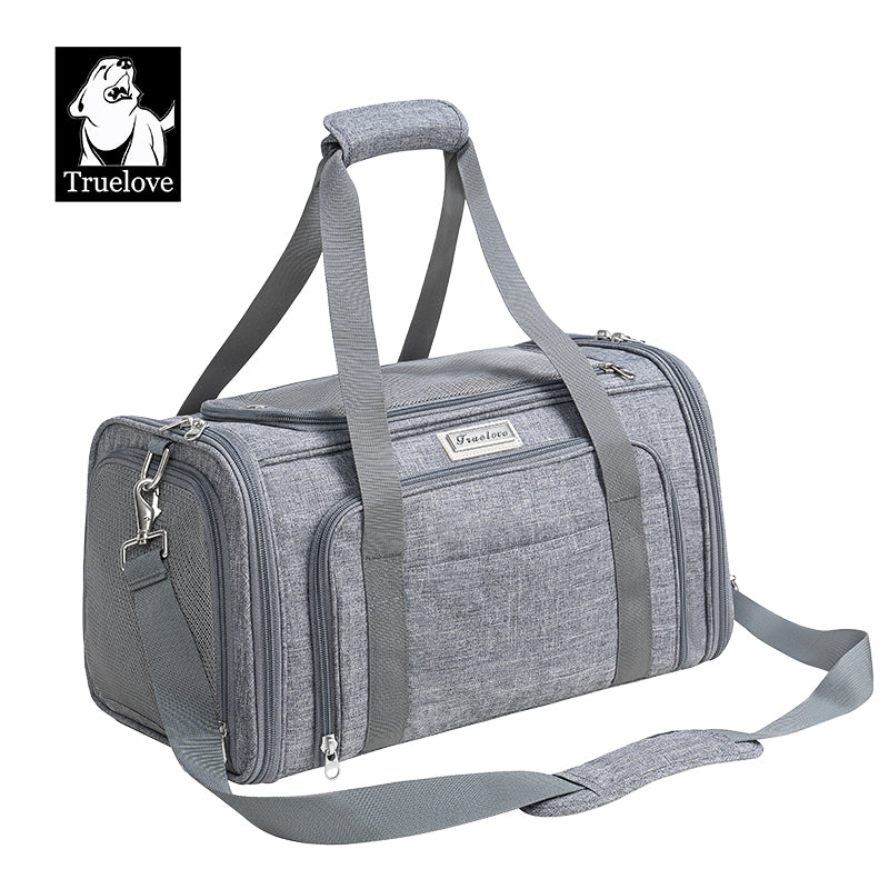 Truelove 3 Side Expandable Duffle Carrier for Dogs & Cats (Heather Gray) Both-Bedding, Mats & Travel Supplies Truelove