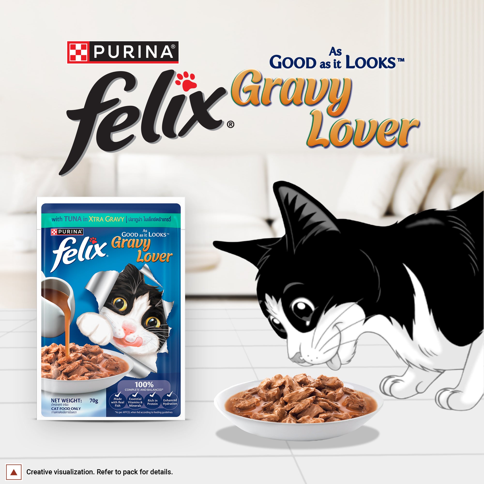 Purina Felix Gravy Lover Tuna Chunks Adult Complete and Balanced Cat Wet Food Cats-Wet Food Felix