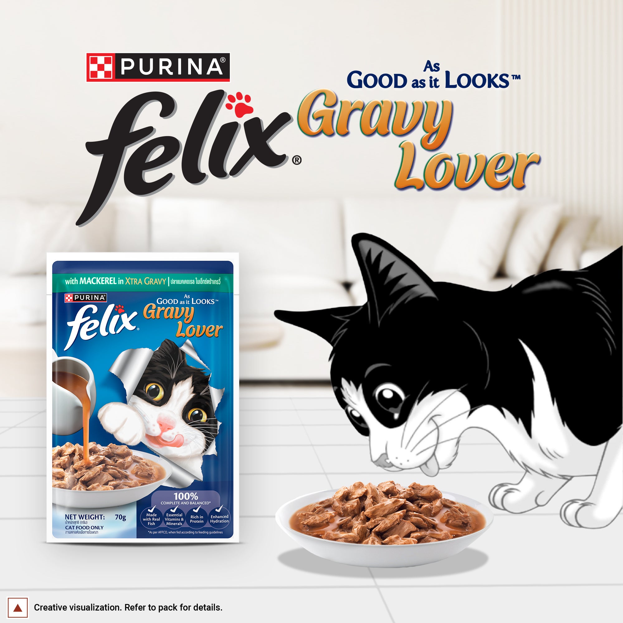 Purina Felix Gravy Lover Mackerel Chunks Complete and Balanced Adult Cat Wet Food Cats-Wet Food Felix