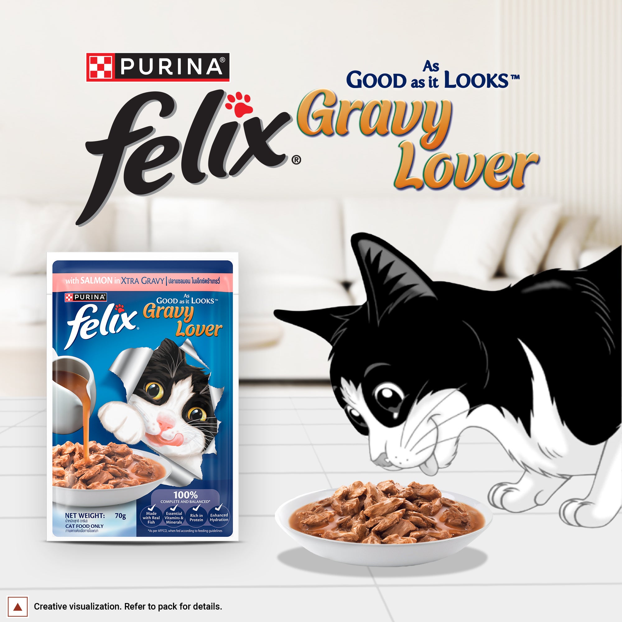 Purina Felix Gravy Lover Salmon Chunks Adult Complete and Balanced Cat Wet Food Cats-Wet Food Felix