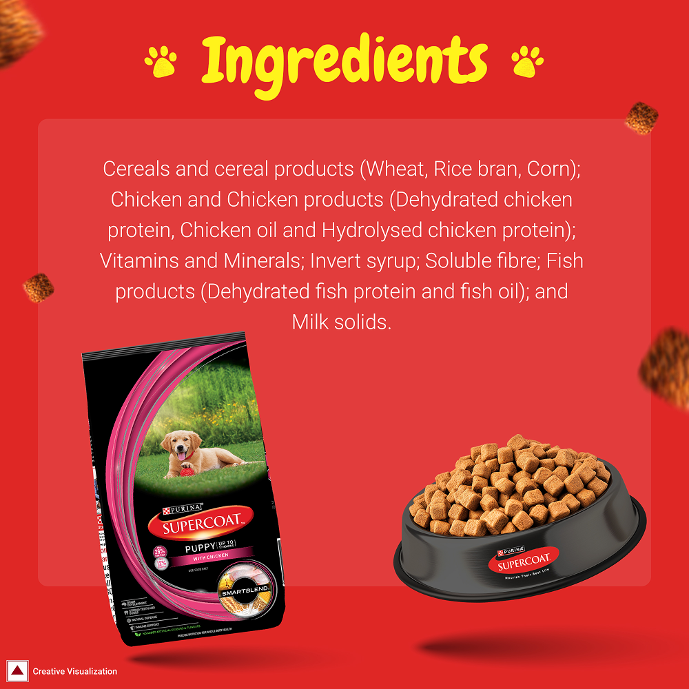Purina SuperCoat Chicken Smartblend Puppy Dog Dry Food (Up to 12 months) Dogs- Dry Food SuperCoat