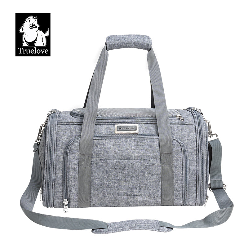 Truelove 3 Side Expandable Duffle Carrier for Dogs & Cats (Heather Gray) Both-Bedding, Mats & Travel Supplies Truelove
