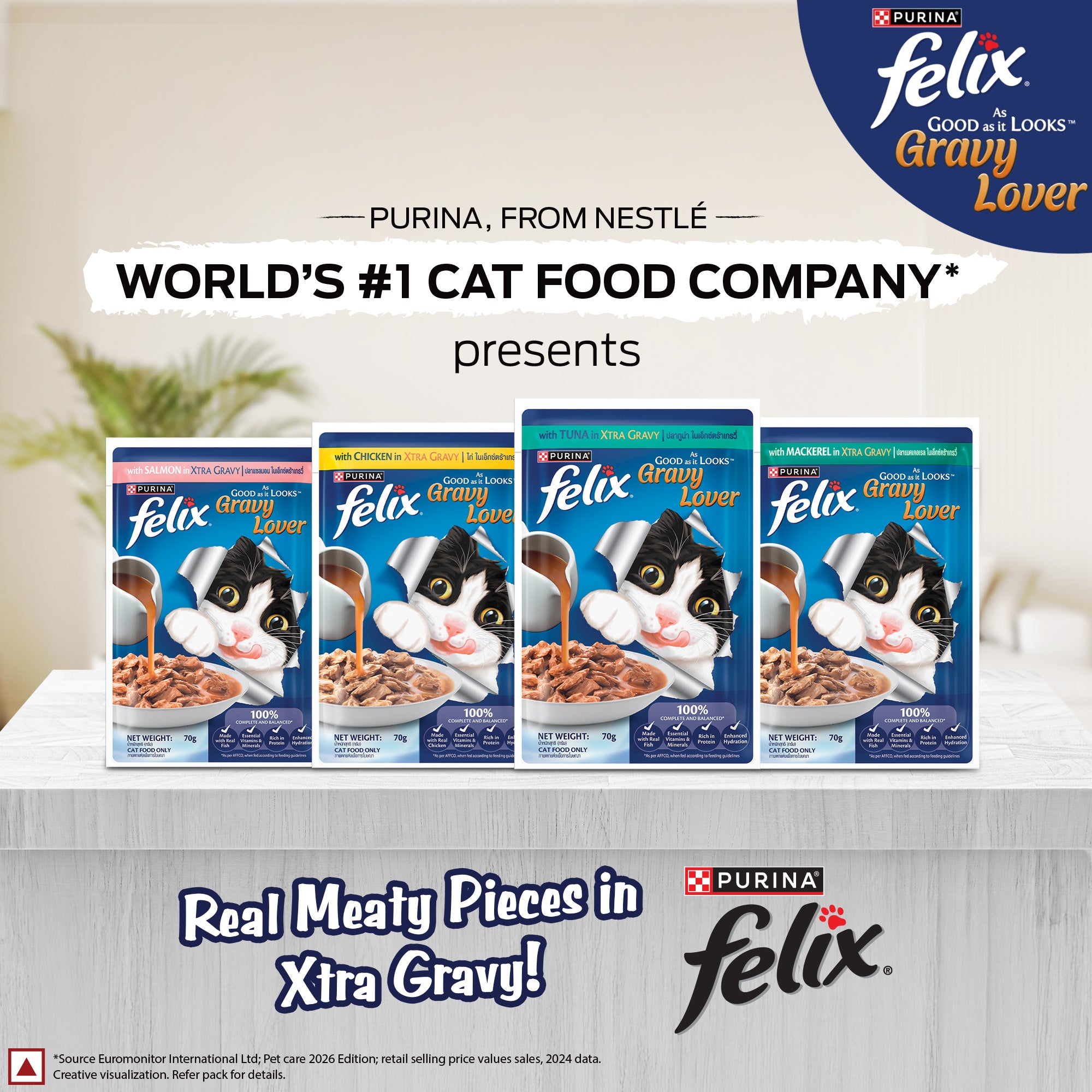 Purina Felix Gravy Lover Mackerel Chunks Complete and Balanced Adult Cat Wet Food Cats-Wet Food Felix