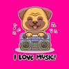 Cheeku I Love Music Graphic Cotton T Shirt for Dogs and Cats (Fuschia) Both-Clothing & Accessories Cheeku Dropship