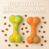 Talking Dog Club Rubber Bone Treat Dispenser Toy for Dogs (Orange) Dogs-Bowls & Feeders Talking Dog Club Dropship