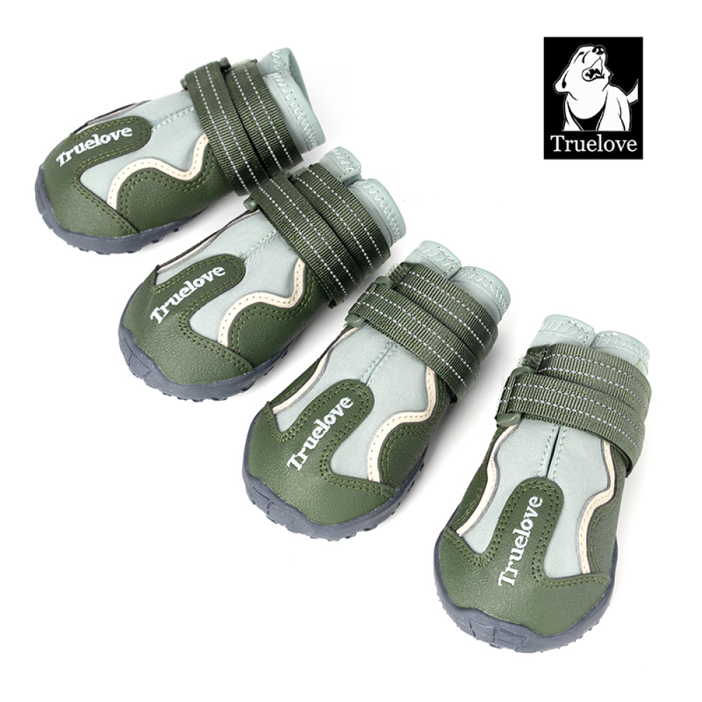 Truelove Reflective Waterproof and TPR Sole Shoes for Dogs (Cypress/Harbor Gray, Set of 4) Dogs-Clothing & Accessories True Love