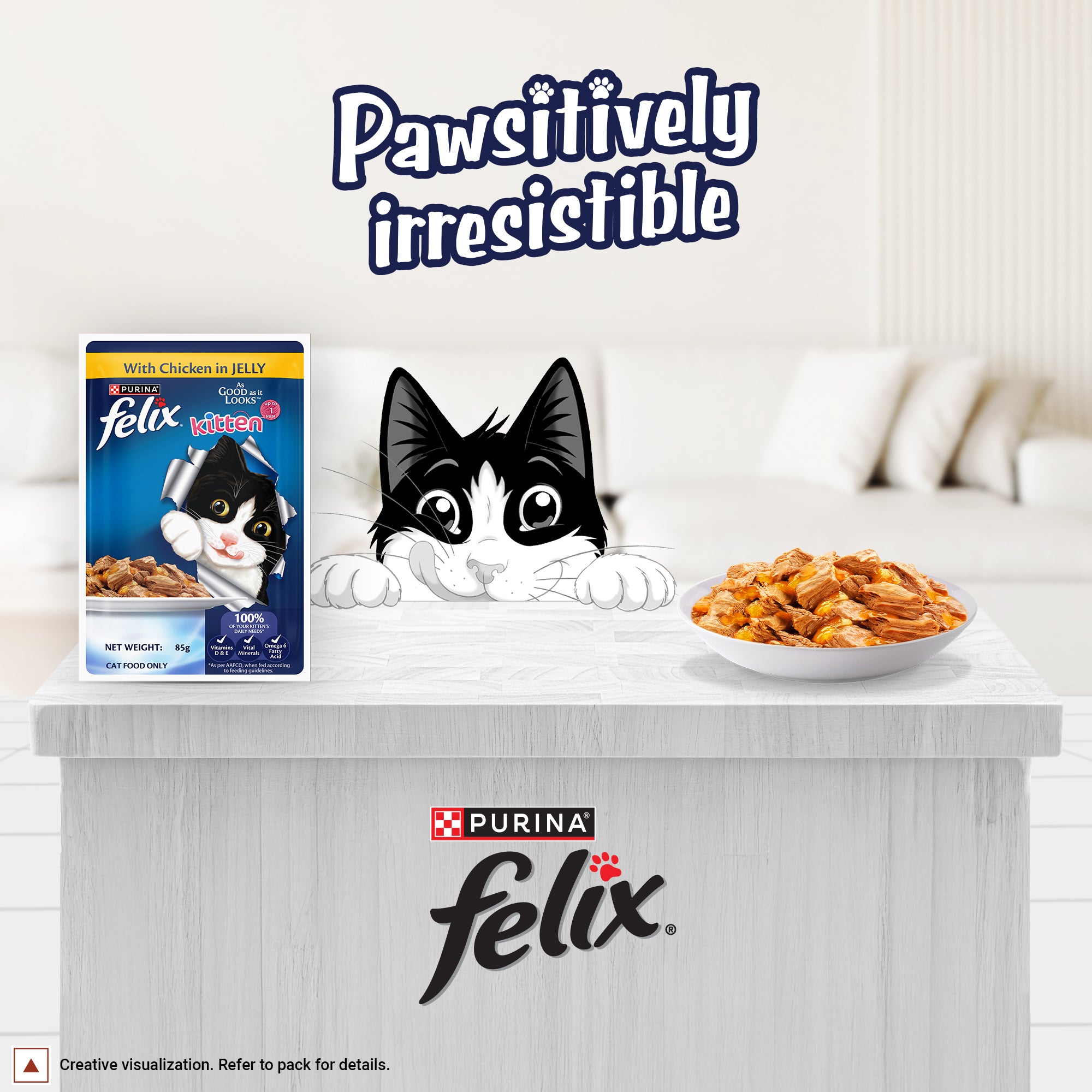 Purina Felix with Chicken in Jelly Complete and Balanced Kitten Cat Wet Food Retail-Food Felix