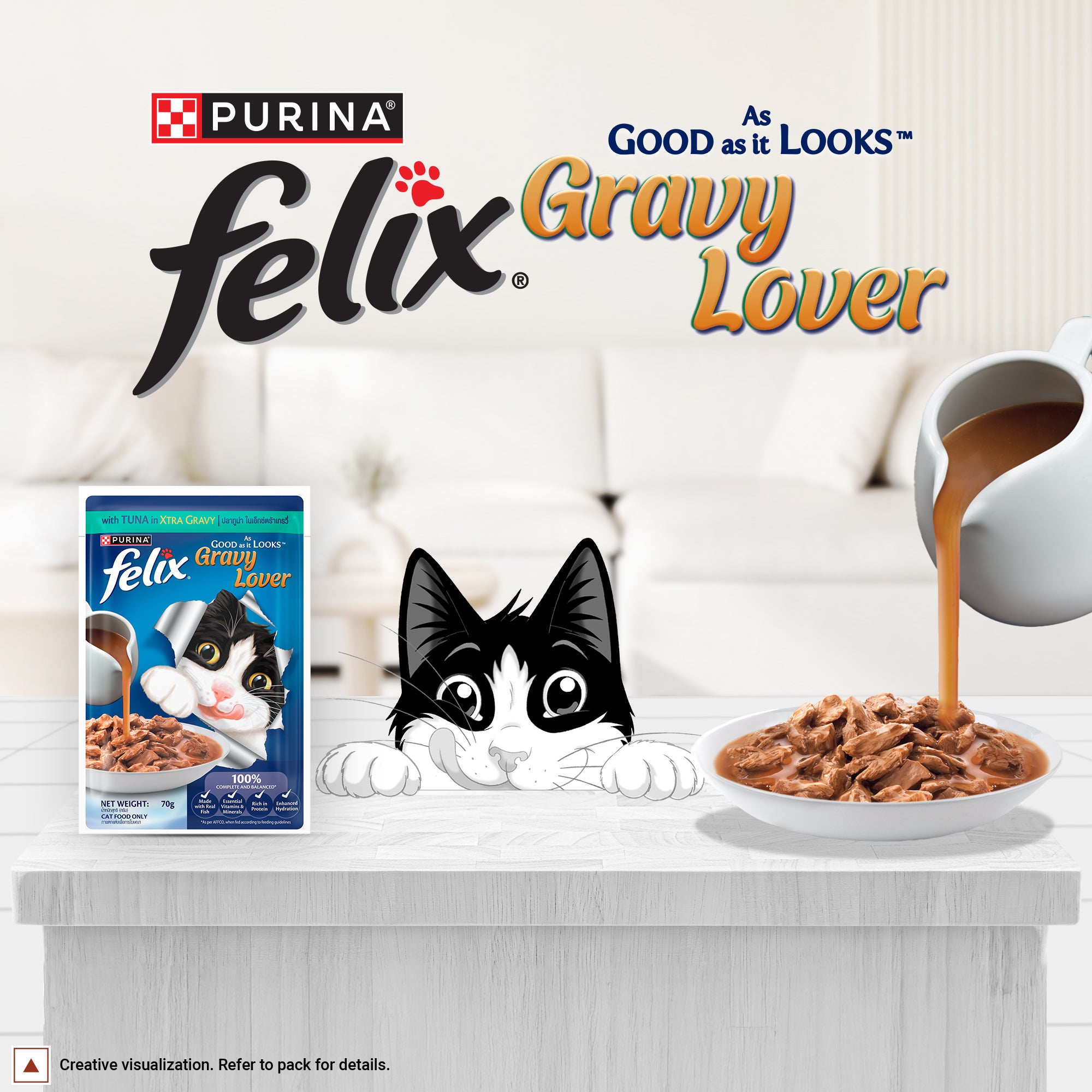 Purina Felix Gravy Lover Tuna Chunks Adult Complete and Balanced Cat Wet Food Cats-Wet Food Felix