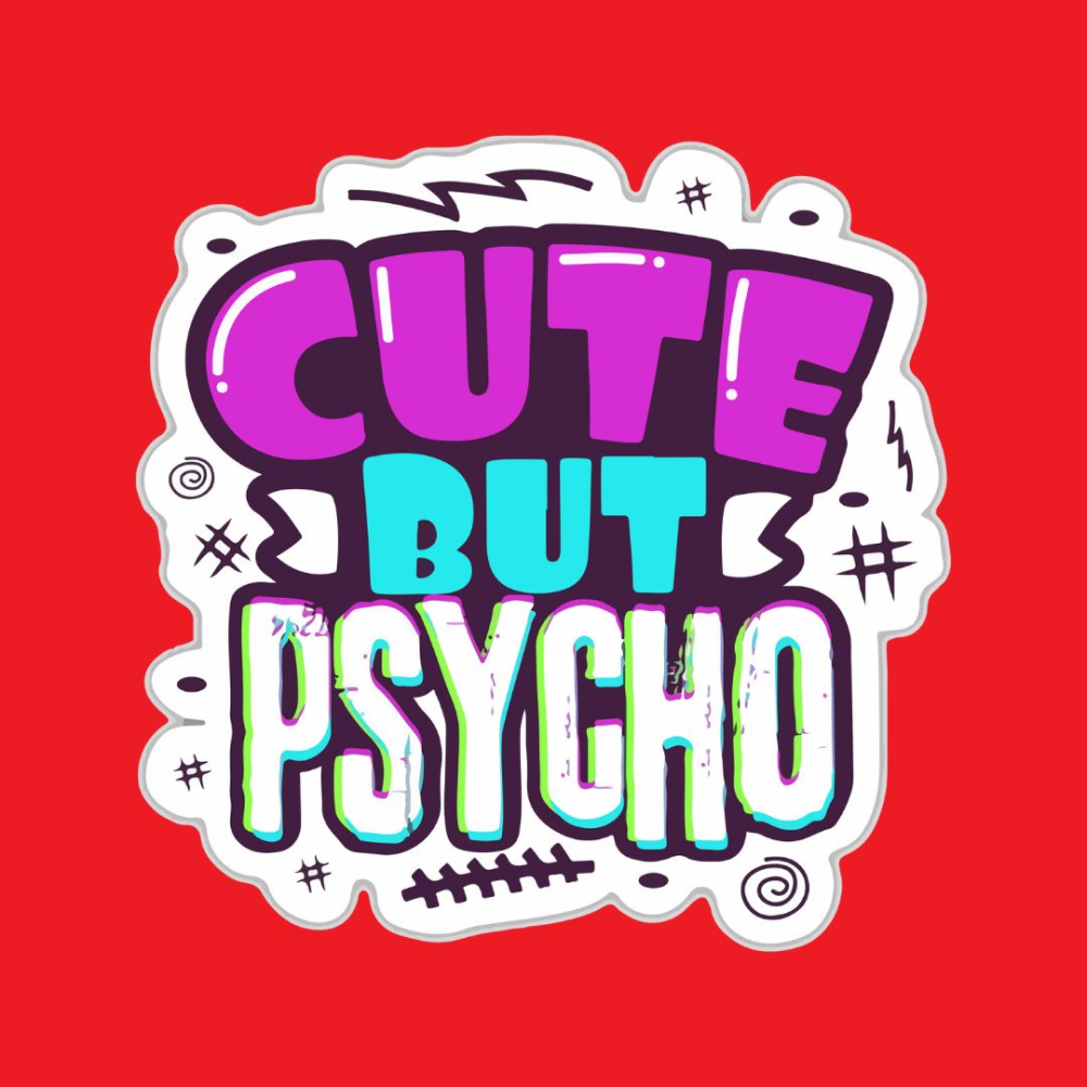 Cheeku Cute But Psycho Graphic Cotton T Shirt for Dogs and Cats (Red)