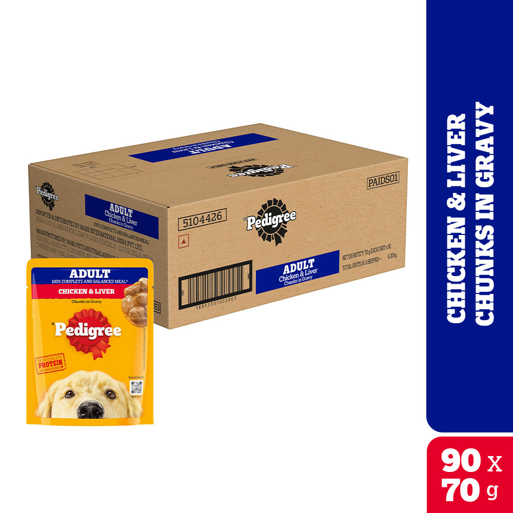 Pedigree Chicken and Liver Chunks in Gravy Adult Dog Wet Food (70g)