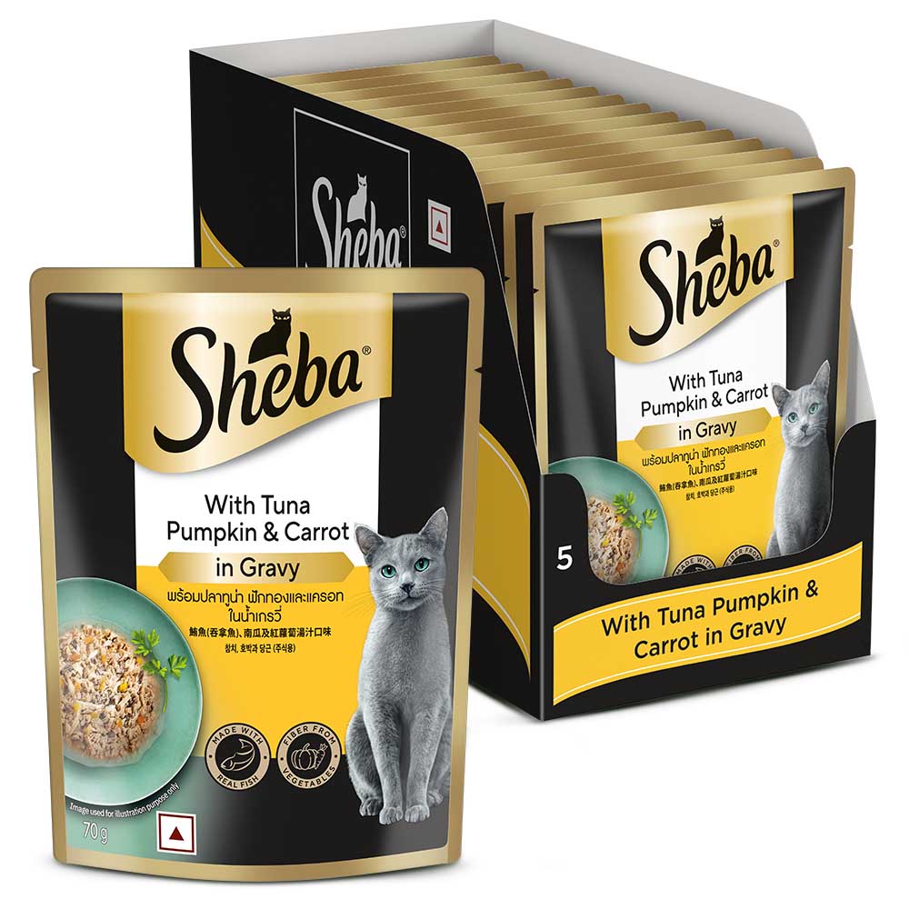 Sheba Tuna Pumpkin & Carrot In Gravy Rich Premium Adult Fine Cat Wet Food Cats-Wet Food Sheba 14x70g