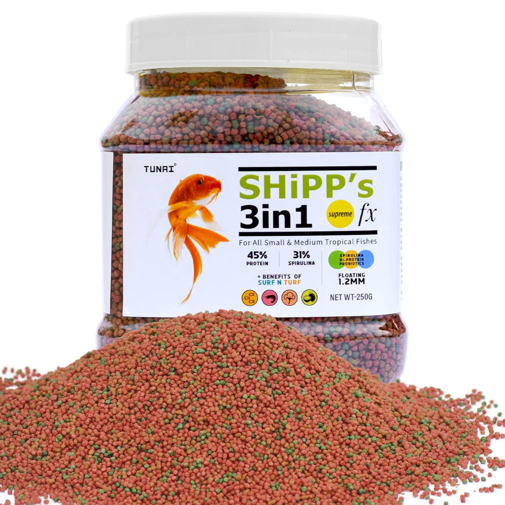 Tunai Shipp's 3in1 Pellets Small and Medium Adult Fish Food Fish Tunai 250g