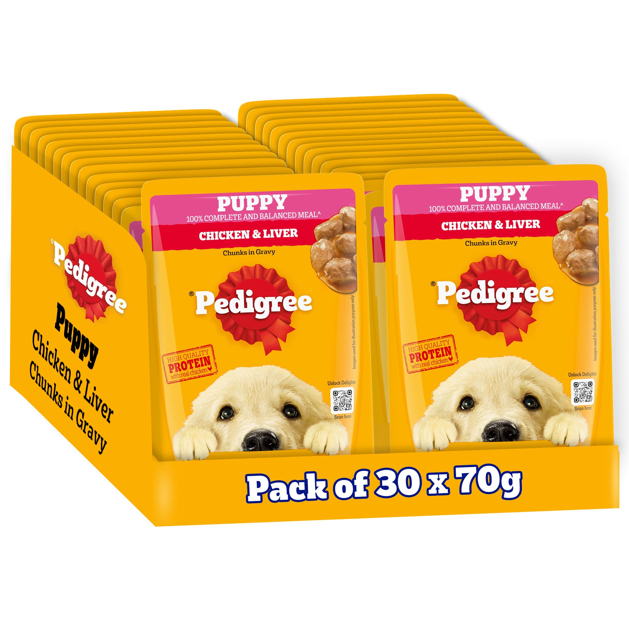 Pedigree Chicken & Liver Chunks in Gravy Puppy Wet Dog Food Dogs-Wet Food Pedigree 30x70g