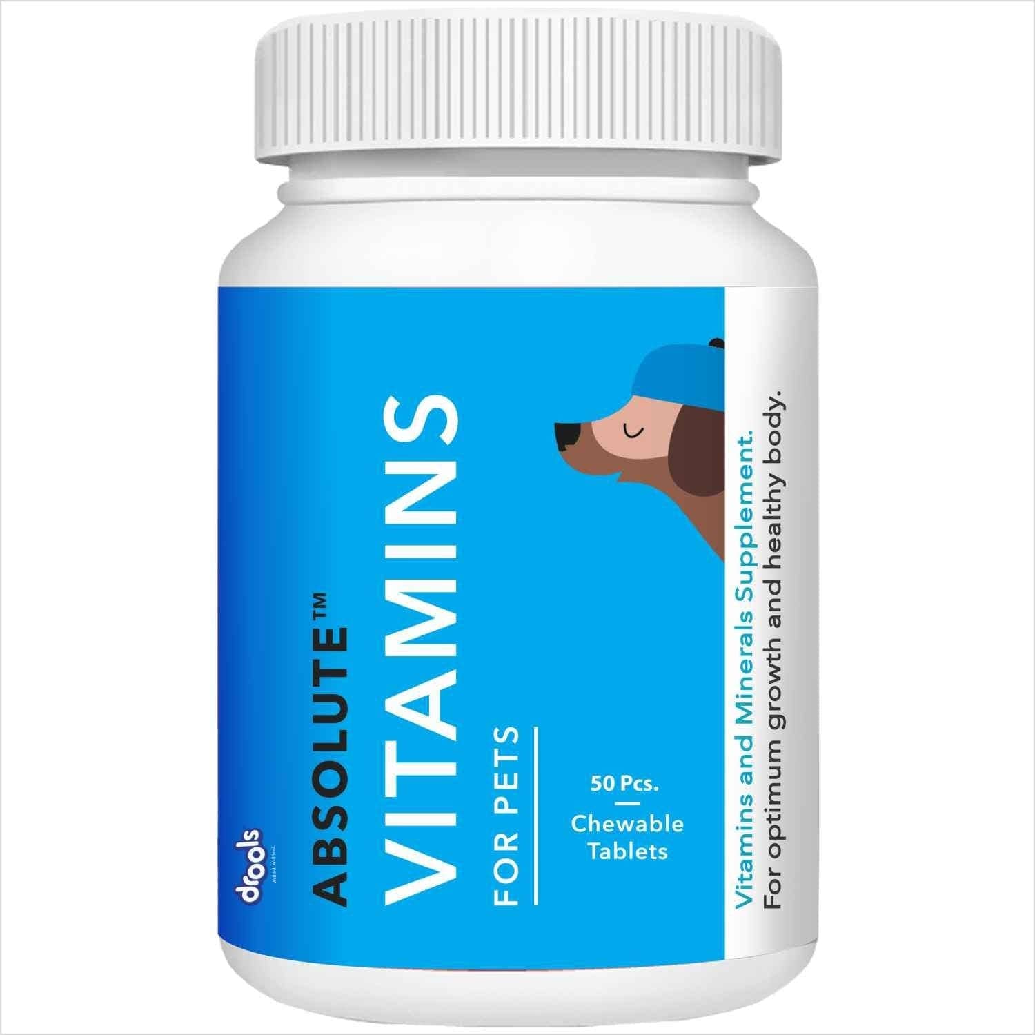 Drools Absolute Vitamin and Absolute Calcium Supplement Tablets for Dogs Combo Dogs-Health & Wellness Drools