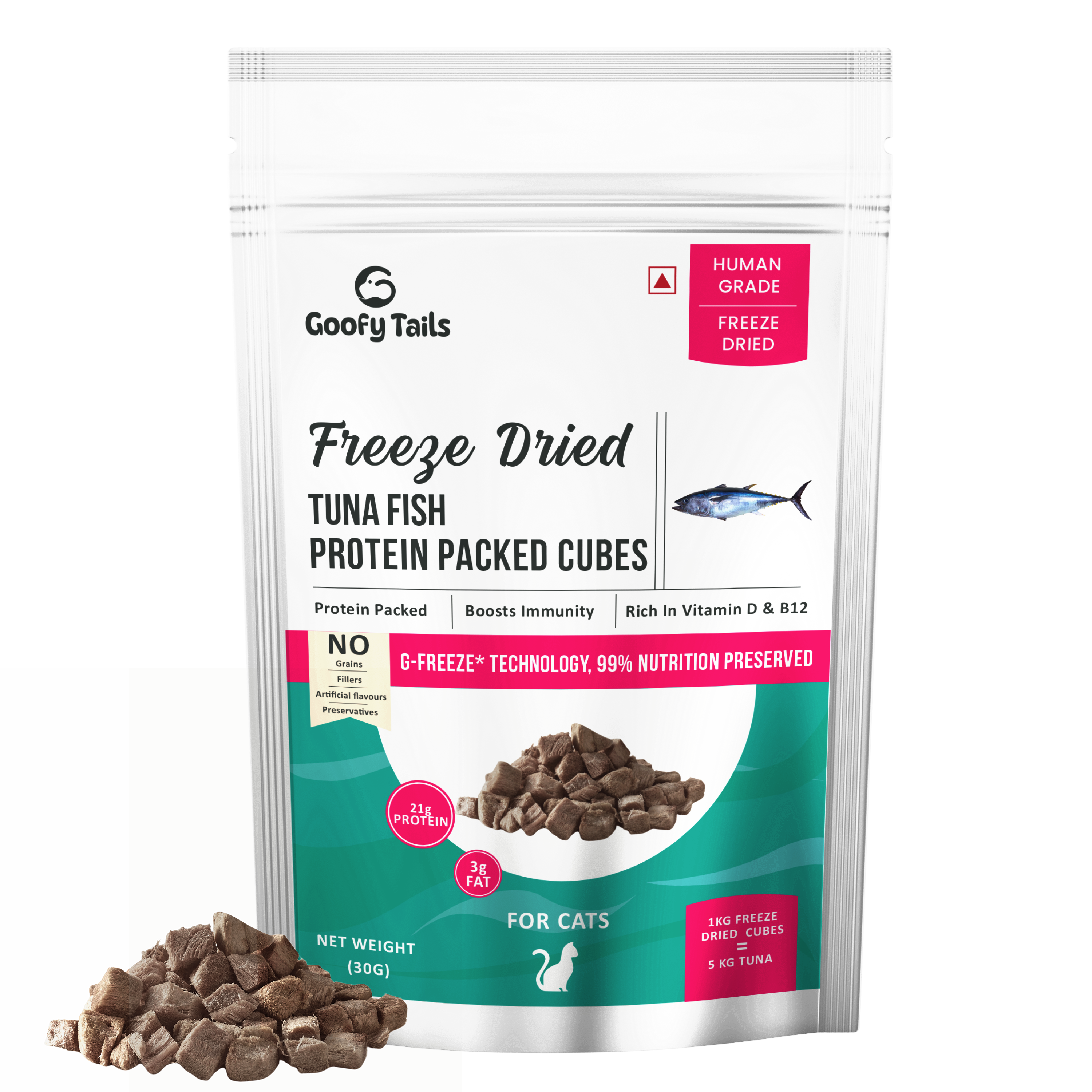 Goofy Tails Freeze Dried Tuna Cat Treats Cats-Treats & Others Goofy Tails 30g