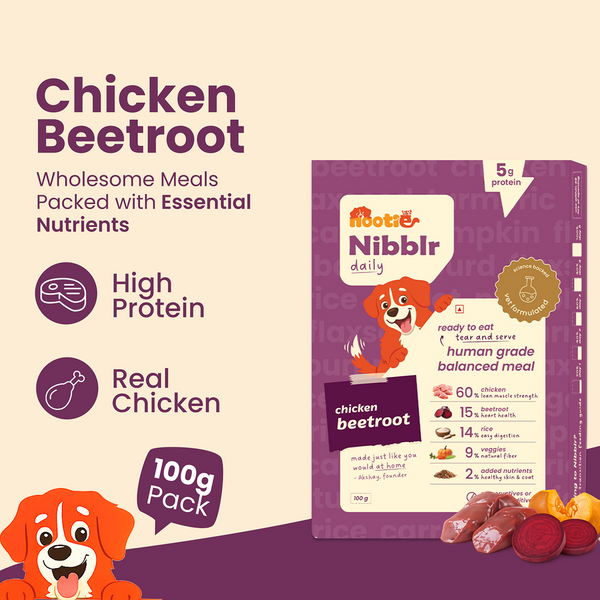 Nootie Nibblr Fresh Wholesome Ready to Eat Meal Daily Chicken Liver Beetroot & Rice Dog Wet Food