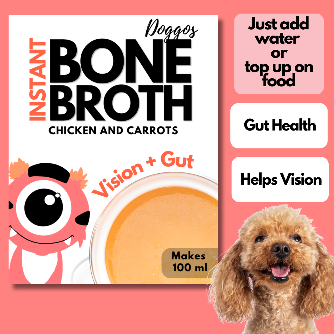 Doggos Instant Chicken and Carrots Bone Broth Gut and Vision Formula (Makes 100ml) for Cats and Dogs Dogs-Wet Food Doggos 3.5g/100mL Soup