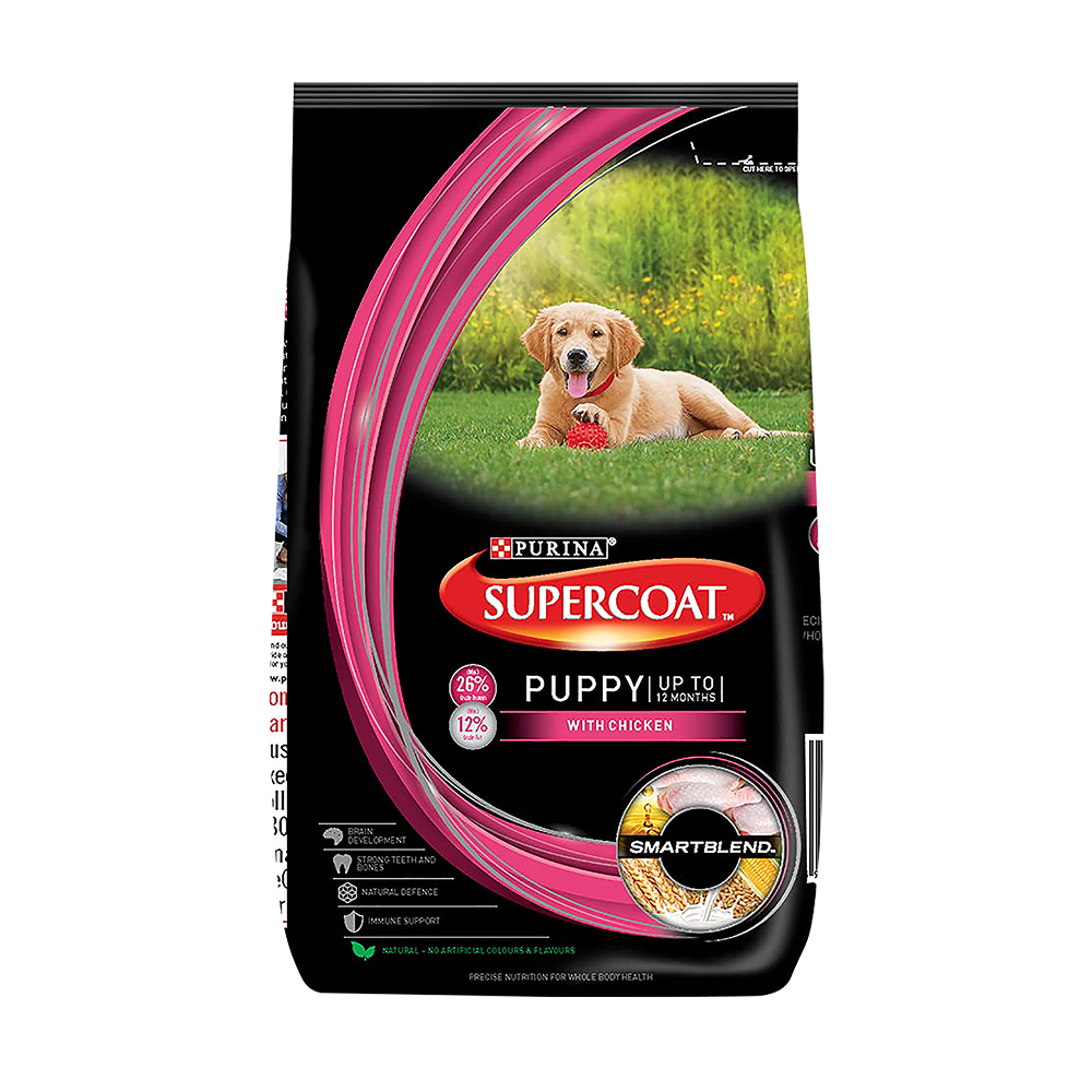 Purina SuperCoat Chicken Smartblend Puppy Dog Dry Food (Up to 12 months) Dogs- Dry Food SuperCoat 16kg (2x8kg)