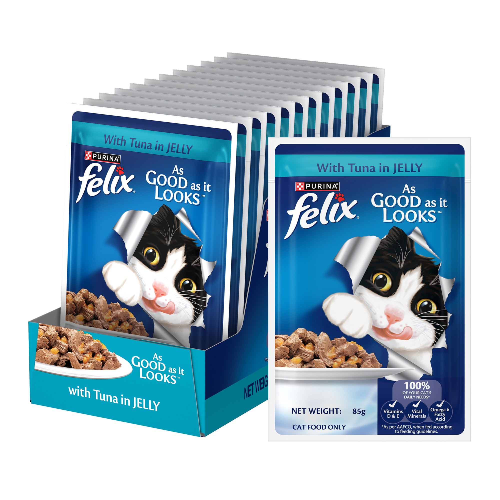 Purina Felix with Tuna in Jelly Adult Complete and Balanced Cat Wet Food Sample Felix