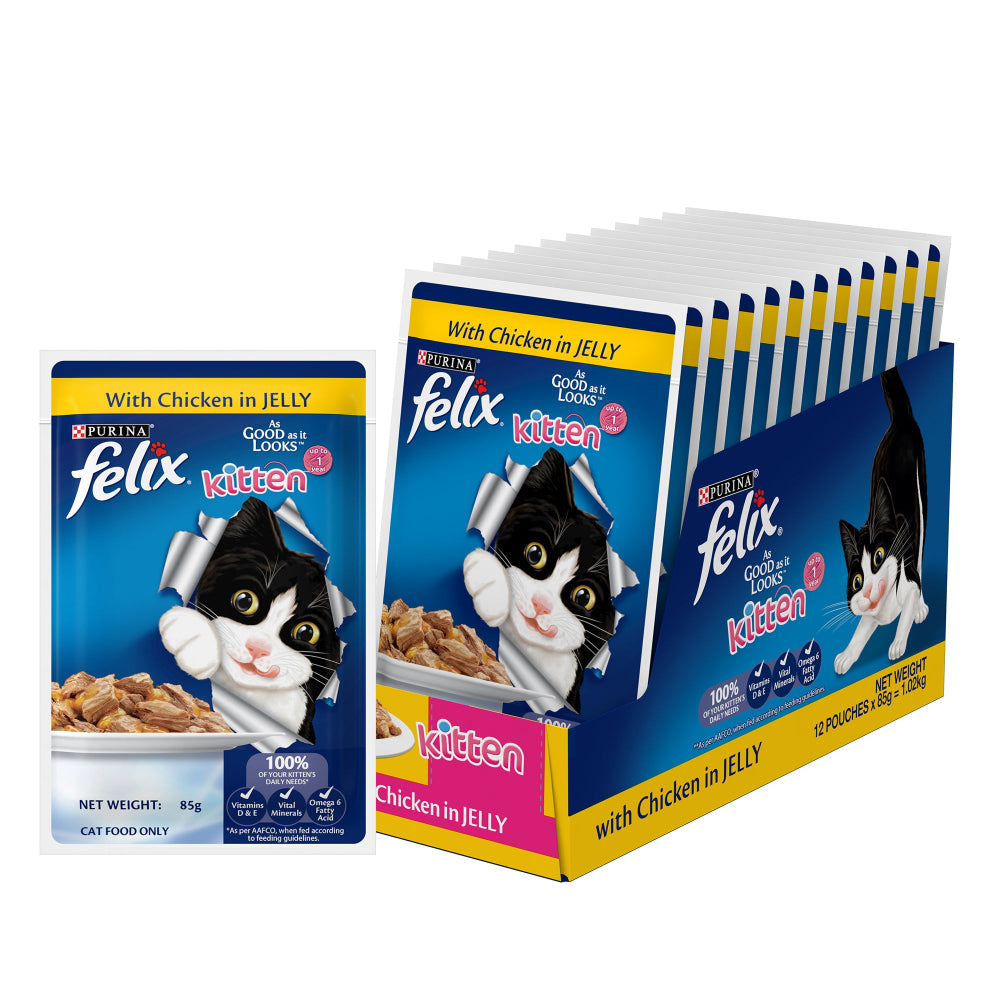 Purina Felix Chicken with Jelly Complete and Balanced Kitten Cat Wet Food Cats-Wet Food Felix 12x85g