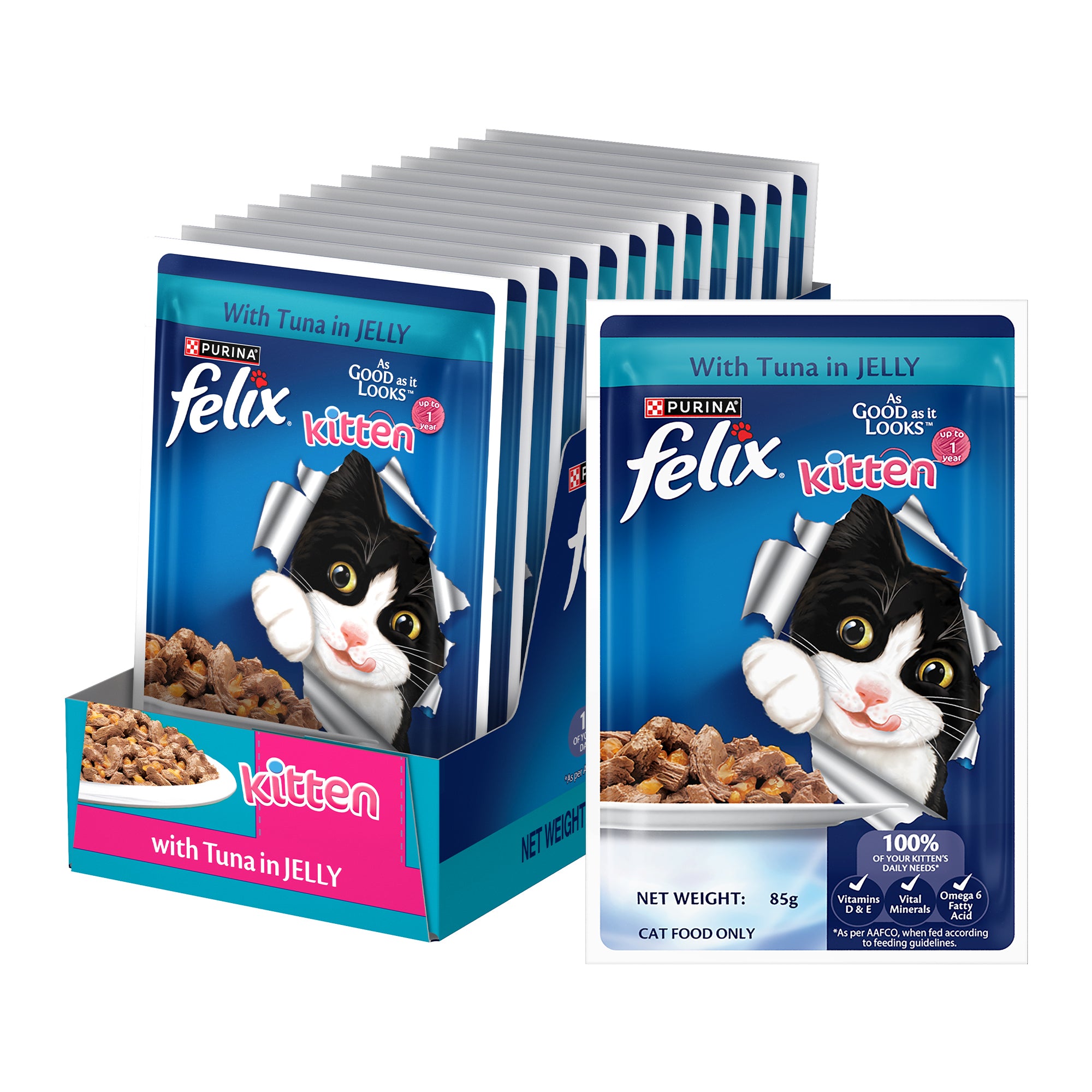 Purina Felix with Tuna in Jelly Complete and Balanced Kitten Wet Food Retail-Food Felix