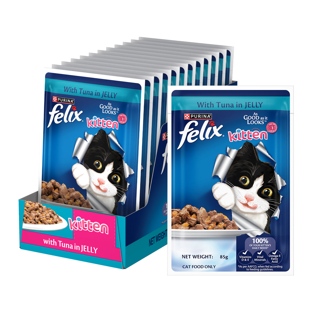 Purina Felix with Tuna in Jelly Complete and Balanced Kitten Wet Food Retail-Food Felix
