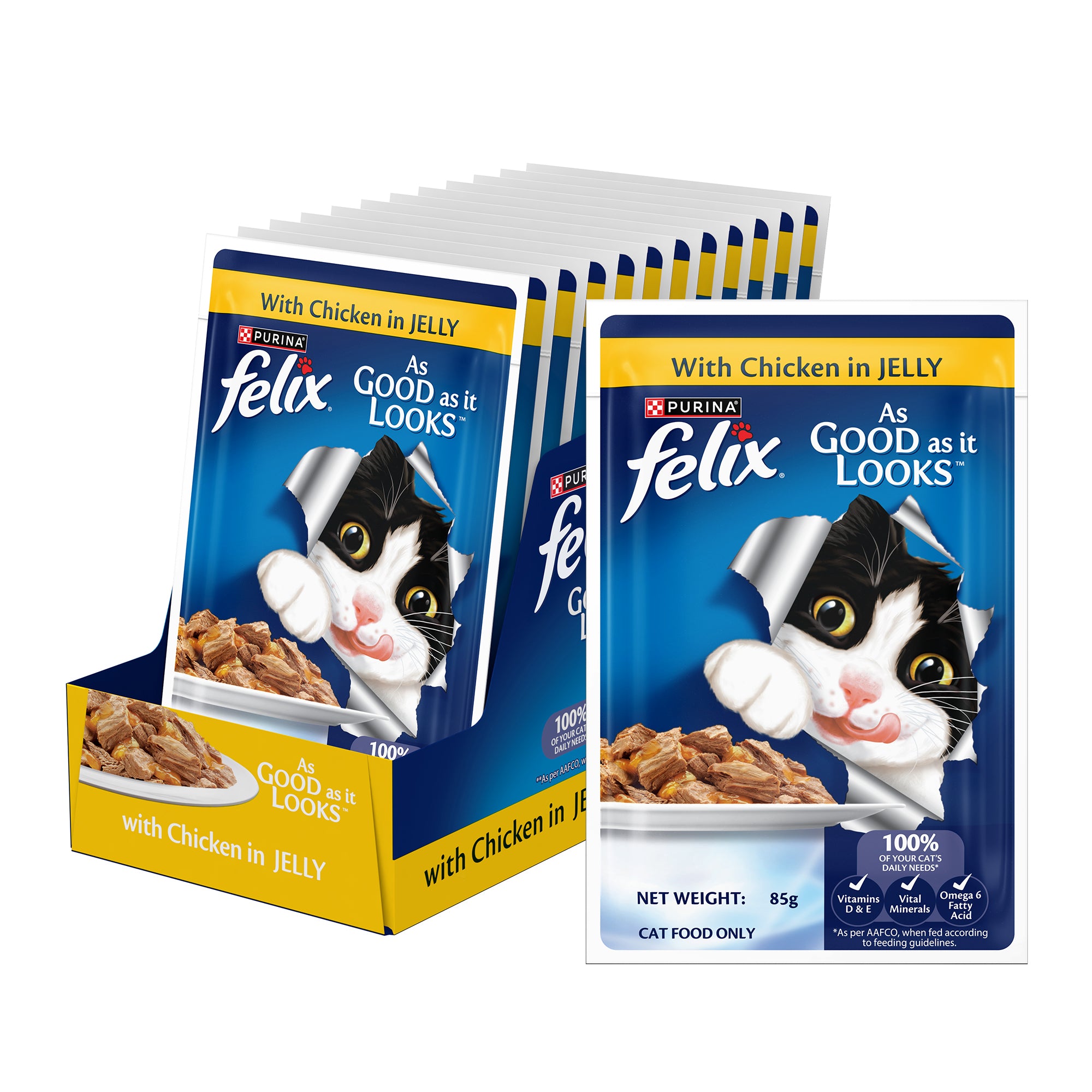 Purina Felix with Chicken in Jelly Complete and Balanced Adult Cat Wet Food Cats-Wet Food Felix 12x85g