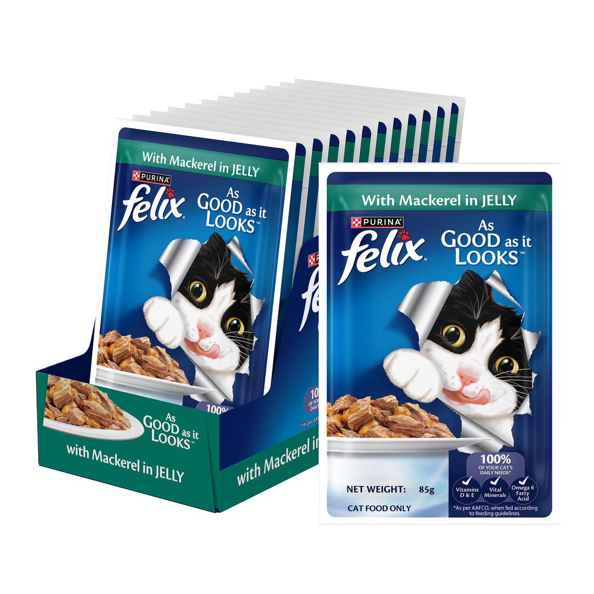 Purina Felix with Mackerel in Jelly Complete and Balanced Adult Cat Wet Food Cats-Wet Food Felix