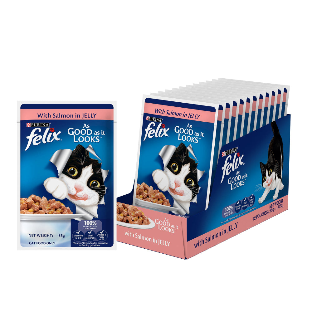 Purina Felix with Salmon in Jelly Adult Complete and Balanced Cat Wet Food Cats-Wet Food Felix 12x85g