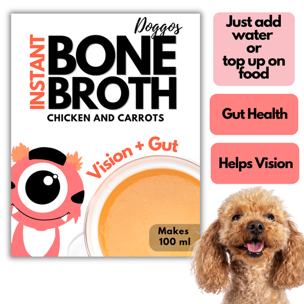 Doggos Instant Chicken and Carrots Bone Broth Gut and Vision Formula (Makes 100ml) for Cats and Dogs