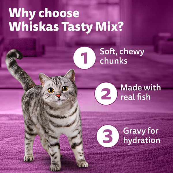 Whiskas Seafood Cocktail With Wakame Seaweed in Gravy Tasty Mix Adult Cat Wet Food