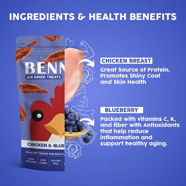 Bennys Bowl Chicken and Blueberry Jerky Dog Treats
