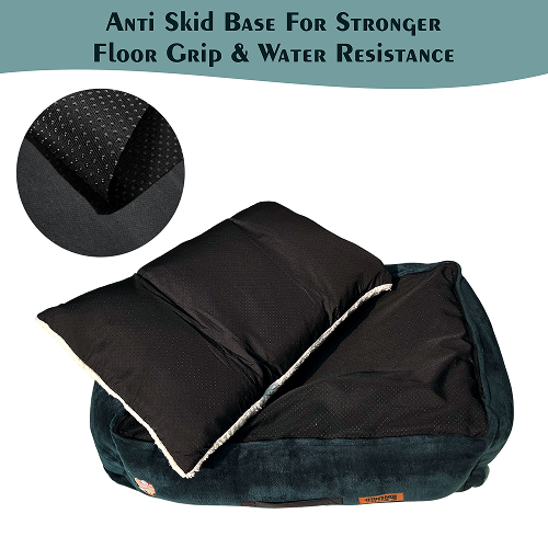 Petter World Ultra Luxury Micro Lounger Bed With Removable Sherpa for Dogs (Green)