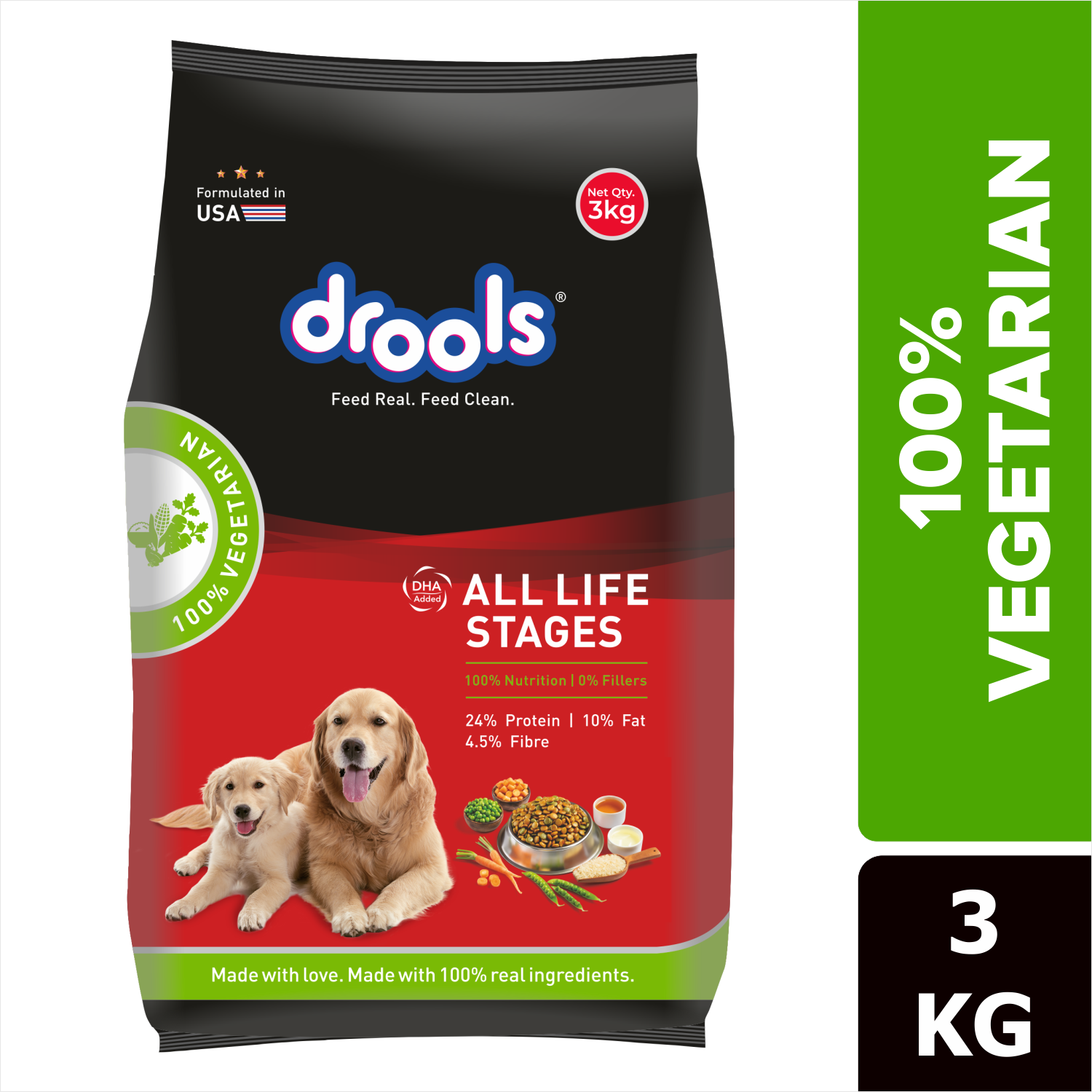 Drools 100 Vegetarian Puppy and Adult Dog Dry Food All Life