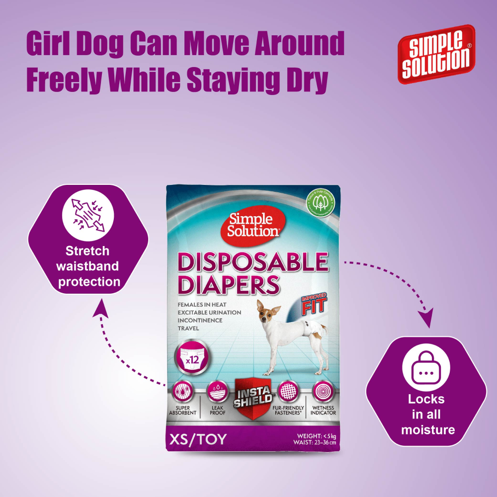 Simple Solution Disposible Diaper for Female Dogs (12 pc)