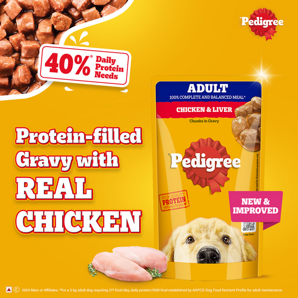 Pedigree Chicken and Liver Chunks in Gravy Adult Dog Wet Food (130g)