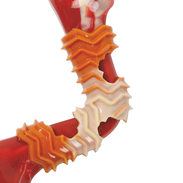 M Pets Carnivore Boomerang Bone Bacon Scented Chew Toy for Dogs (Red)