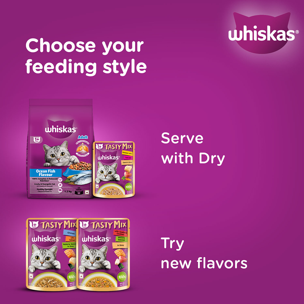 Whiskas Seafood Cocktail With Wakame Seaweed in Gravy Tasty Mix Adult Cat Wet Food Cats-Wet Food Whiskas